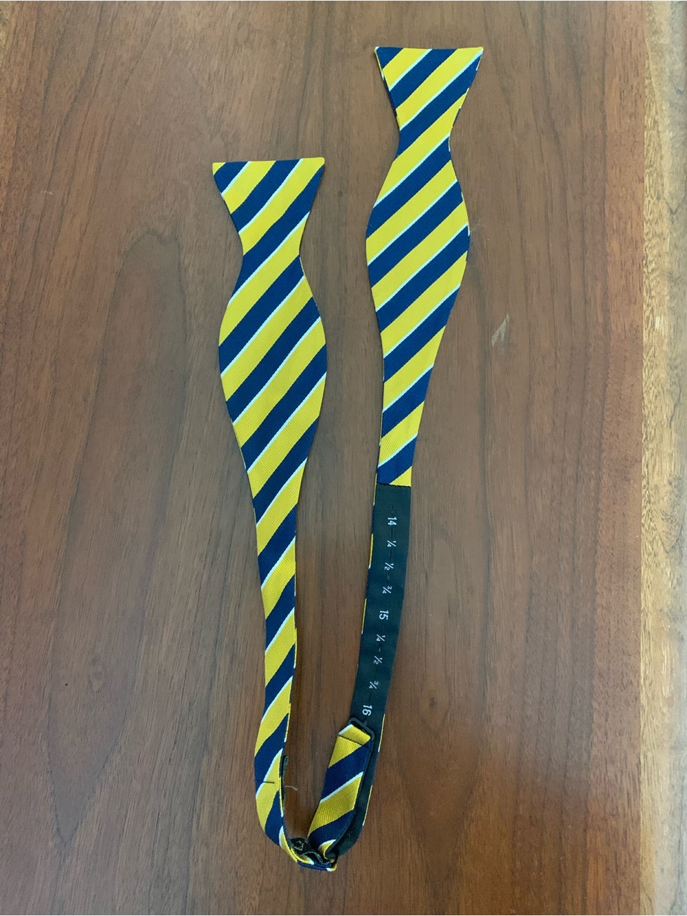 Ralph Lauren Navy and Yellow Striped silk Self-Tie Bow Tie